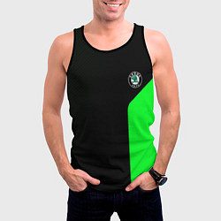 Майка-безрукавка мужская Skoda pattern sport green, цвет: 3D-черный — фото 2