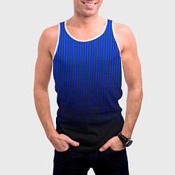 Майка-безрукавка мужская Полосатый градиент сине-чёрный, цвет: 3D-белый — фото 2