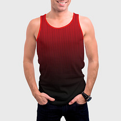 Майка-безрукавка мужская Красно-чёрный градиент в полоску, цвет: 3D-красный — фото 2