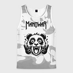 Майка-безрукавка мужская Manowar рок панда на светлом фоне, цвет: 3D-белый
