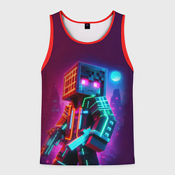 Майка-безрукавка мужская Cyberpunk and Minecraft - collaboration ai art, цвет: 3D-красный