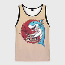 Майка-безрукавка мужская Sushi shark, цвет: 3D-черный