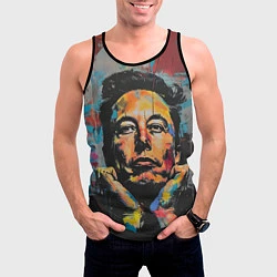 Майка-безрукавка мужская Илон Маск граффити портрет, цвет: 3D-черный — фото 2