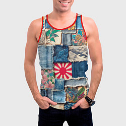 Майка-безрукавка мужская Японское художество пэчворк, цвет: 3D-красный — фото 2