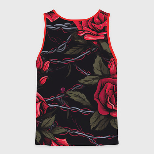Мужская майка без рукавов Череп и красные розы / 3D-Красный – фото 2