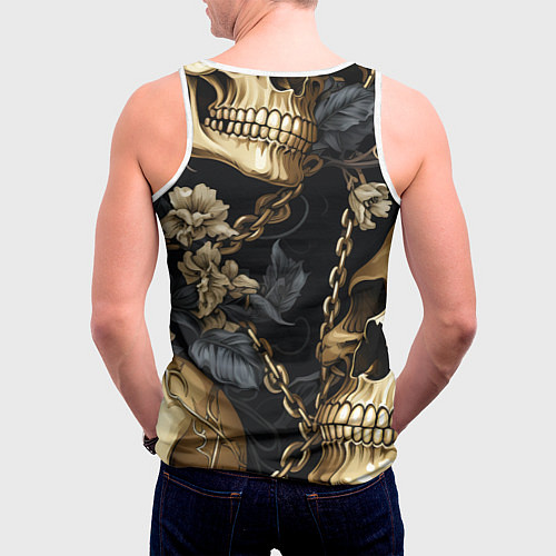 Мужская майка без рукавов Золотые черепа с цепями / 3D-Белый – фото 4