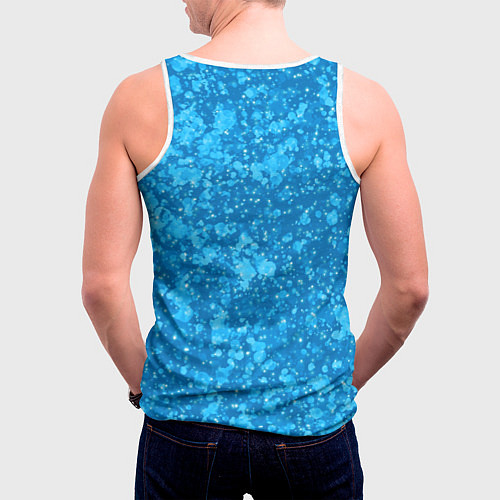 Мужская майка без рукавов Ярко-голубой абстракция космический / 3D-Белый – фото 4