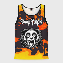 Майка-безрукавка мужская Deep Purple рок панда и огонь, цвет: 3D-черный