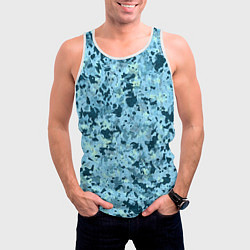 Майка-безрукавка мужская Абстракция бирюзовый, цвет: 3D-белый — фото 2