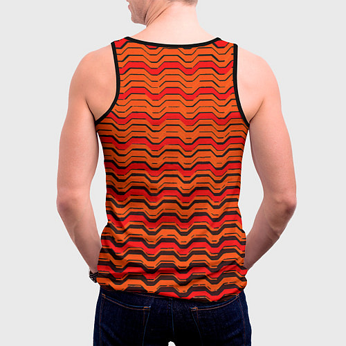 Мужская майка без рукавов Красные линии и чёрные полосы / 3D-Черный – фото 4