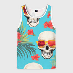 Майка-безрукавка мужская Черепа в отпуске, цвет: 3D-белый