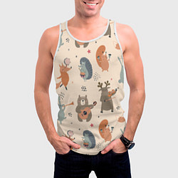 Майка-безрукавка мужская Животные с инструментами, цвет: 3D-белый — фото 2