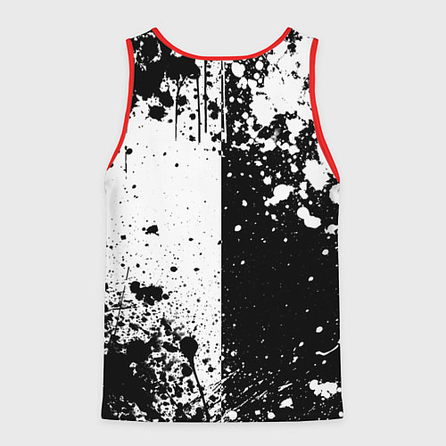 Мужская майка без рукавов Стальной алхимик - брызги черно-белые / 3D-Красный – фото 2