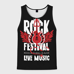 Майка-безрукавка мужская Rock festival - live music, цвет: 3D-черный