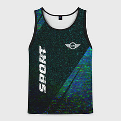 Майка-безрукавка мужская Mini sport glitch blue, цвет: 3D-черный