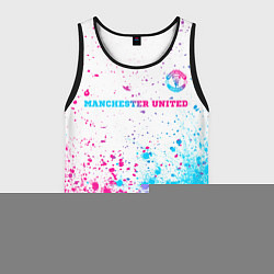 Мужская майка без рукавов Manchester United neon gradient style посередине