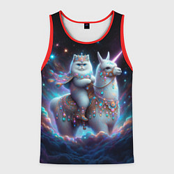 Мужская майка без рукавов Персидский кот верхом на альпаке