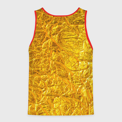 Мужская майка без рукавов Текстура золотой мятой поверхности / 3D-Красный – фото 2