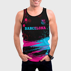 Майка-безрукавка мужская Barcelona - neon gradient посередине, цвет: 3D-черный — фото 2