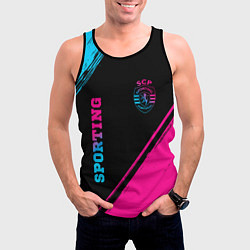 Майка-безрукавка мужская Sporting - neon gradient вертикально, цвет: 3D-черный — фото 2