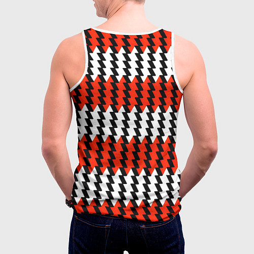 Мужская майка без рукавов Вертикальные красно-белые полосы / 3D-Белый – фото 4