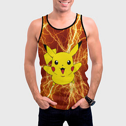 Майка-безрукавка мужская Pikachu yellow lightning, цвет: 3D-черный — фото 2