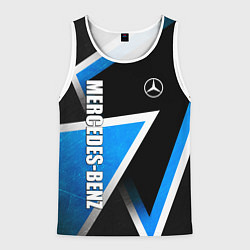 Майка-безрукавка мужская Mercedes - blue metal, цвет: 3D-белый