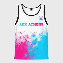 Майка-безрукавка мужская AEK Athens neon gradient style посередине, цвет: 3D-черный