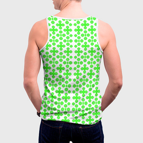 Мужская майка без рукавов Зелёные четырёхлистники на белом фоне / 3D-Белый – фото 4