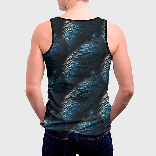 Мужская майка без рукавов Синяя стальная броня / 3D-Черный – фото 4