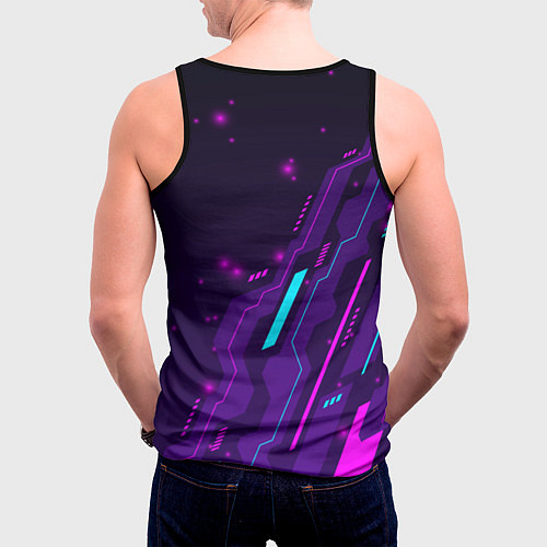 Мужская майка без рукавов Forza Horizon neon gaming / 3D-Черный – фото 4