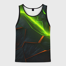 Майка-безрукавка мужская Green neon abstract geometry, цвет: 3D-черный