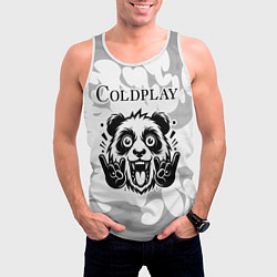 Майка-безрукавка мужская Coldplay рок панда на светлом фоне, цвет: 3D-белый — фото 2