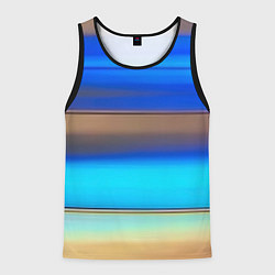 Майка-безрукавка мужская Голубые и коричневые полосы, цвет: 3D-черный