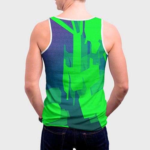 Мужская майка без рукавов Зеленый фиолет / 3D-Белый – фото 4