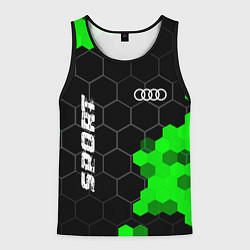 Майка-безрукавка мужская Audi green sport hexagon, цвет: 3D-черный