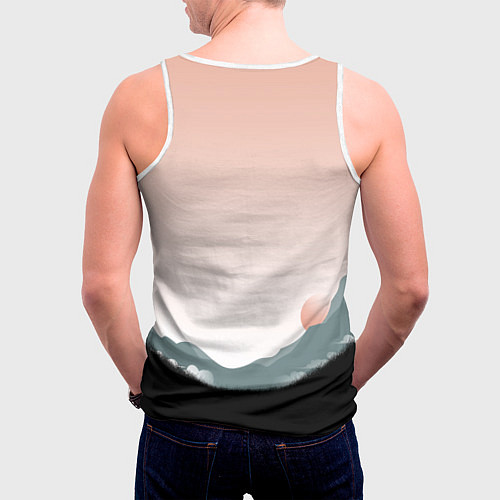 Мужская майка без рукавов Силуэт кунг фу панда / 3D-Белый – фото 4