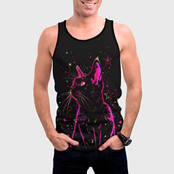 Майка-безрукавка мужская Кот в звездах, цвет: 3D-черный — фото 2