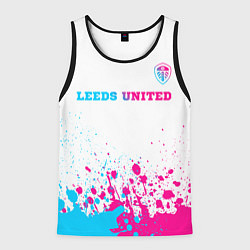 Майка-безрукавка мужская Leeds United neon gradient style посередине, цвет: 3D-черный