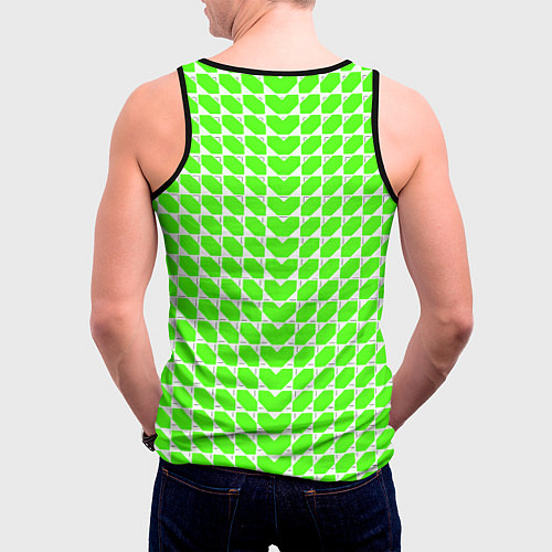Мужская майка без рукавов Зелёные лепестки шестиугольники / 3D-Черный – фото 4