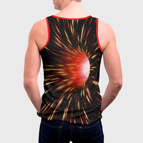 Мужская майка без рукавов Червоточина - огненные лучи / 3D-Красный – фото 4