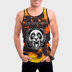 Майка-безрукавка мужская Joy Division рок панда и огонь, цвет: 3D-черный — фото 2