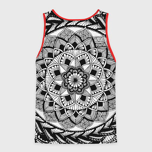 Мужская майка без рукавов Мандала зенарт чёрно-белая / 3D-Красный – фото 2