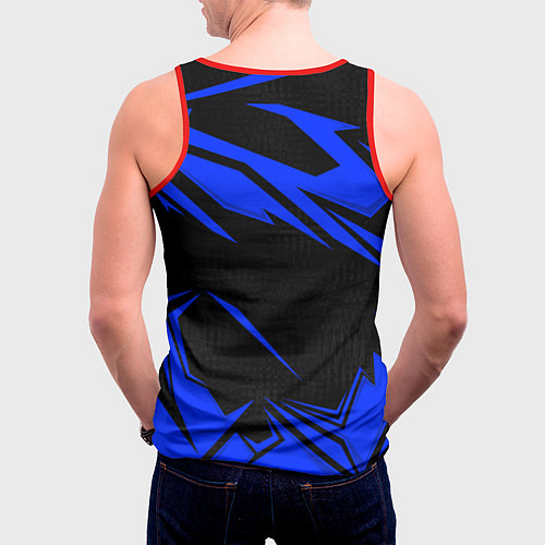 Мужская майка без рукавов Volkswagen - blue stripes / 3D-Красный – фото 4