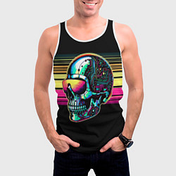 Майка-безрукавка мужская Cyber skull - ai art fantasy, цвет: 3D-белый — фото 2