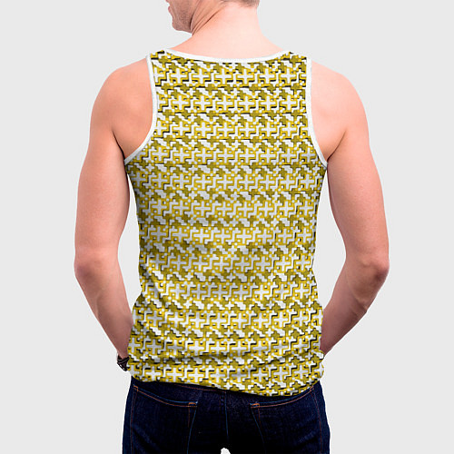 Мужская майка без рукавов Белые плюсики на жёлтом фоне / 3D-Белый – фото 4