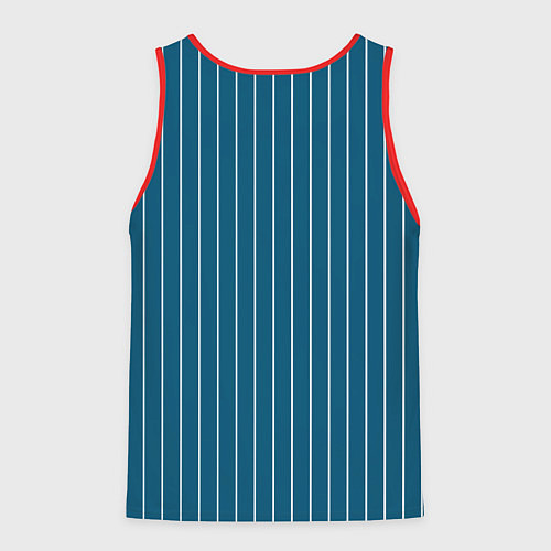 Мужская майка без рукавов Синий с белым полосатый узор с надписью футбол / 3D-Красный – фото 2