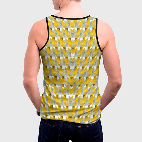 Мужская майка без рукавов Жёлто-белый паттерн / 3D-Черный – фото 4