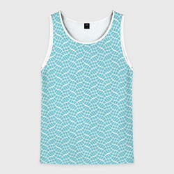 Майка-безрукавка мужская Светлый голубой в белые волнистые линии, цвет: 3D-белый