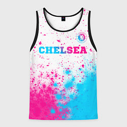 Мужская майка без рукавов Chelsea neon gradient style посередине